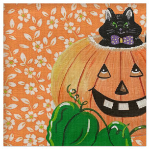 Mischievous Pumpkin Kitty Fabric Stoff