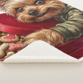 Mischievous Valentine Yorkie Love Sherpa Blanket  Sherpadecke (3/4)