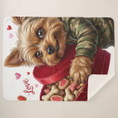Mischievous Valentine Yorkie Love Sherpa Blanket  Sherpadecke (Vorderseite (Horizontal))