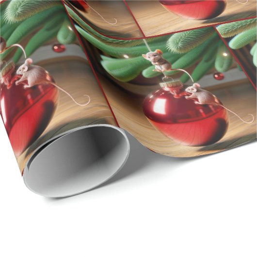Mischköstliche Mäuse auf einem Weihnachtsgeschenk Geschenkpapier (Rolleneckpunkt)