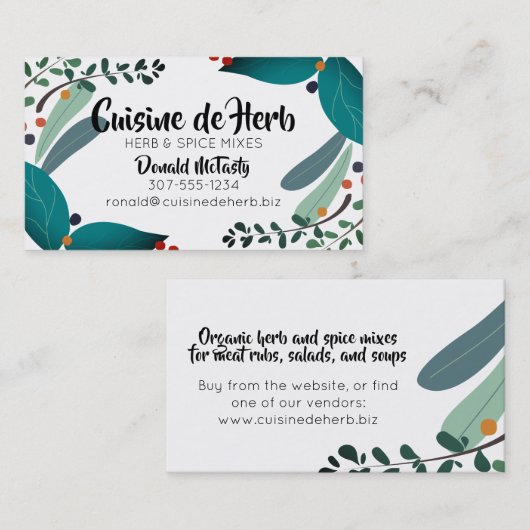 Mischkrautgewürz-Kochs-Catering-Geschäftskarten Visitenkarte (Vorne/Hinten)