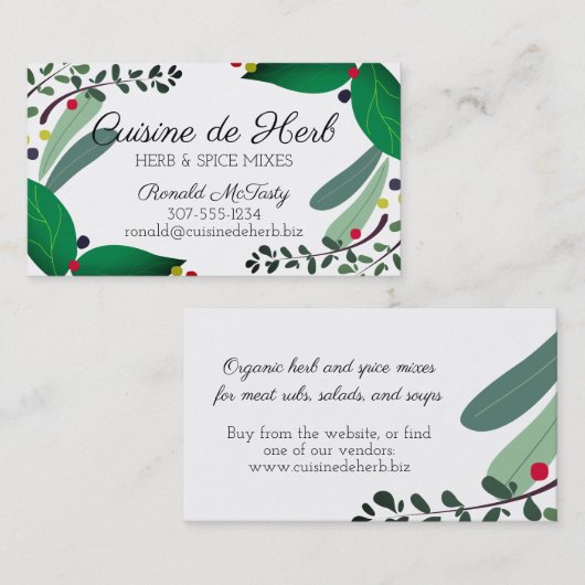 Mischkrautgewürz-Kochs-Catering-Geschäftskarten Visitenkarte (Vorne/Hinten)