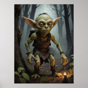Mischling Goblin Lurking in einem Spuk Wald Poster