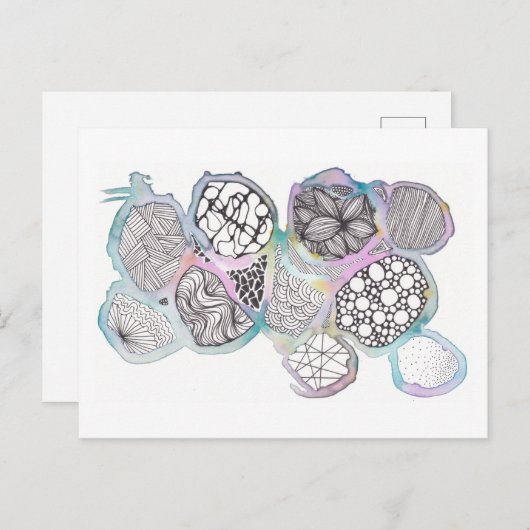 Mischmedien, Pastellfarben und Schwarzweiß Postkarte (Vorne/Hinten)