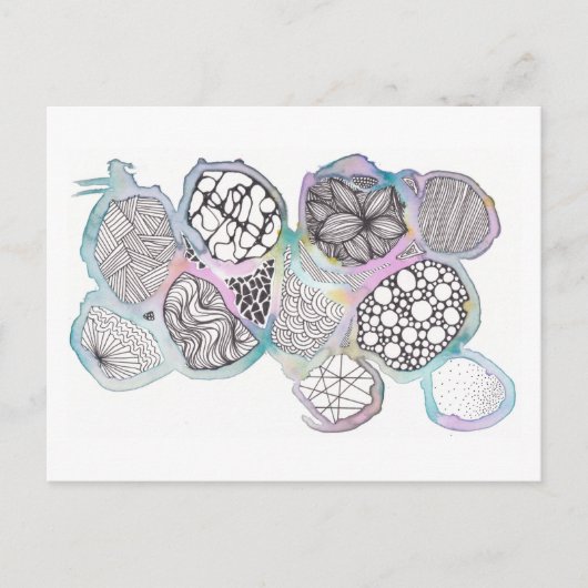 Mischmedien, Pastellfarben und Schwarzweiß Postkarte (Vorderseite)
