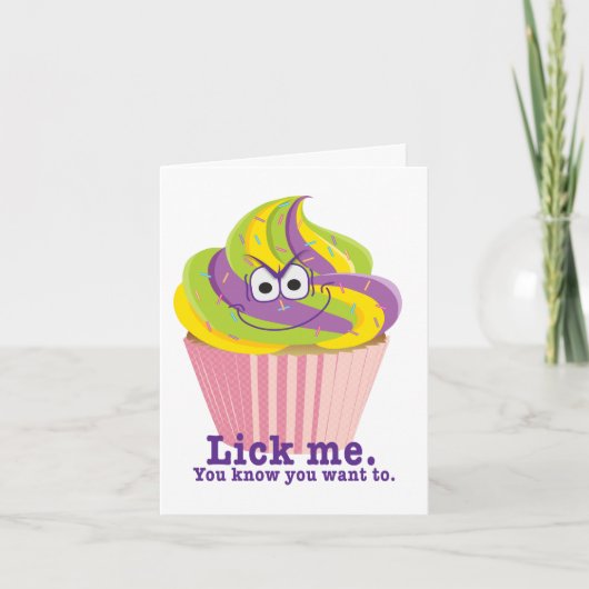 Mischous Sly Innuendo Cupcake Lick Me Birthday Karte (Vorderseite)