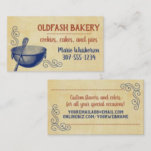 Mischschüssel Vintages Backbäckerei Visitenkarte (Vorne/Hinten)