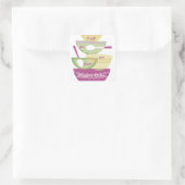 Mischschüsseln gestapelte orchid-Kochen Bäckerei Quadratischer Aufkleber (Tasche)