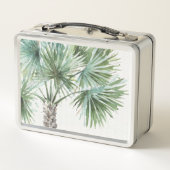 Mischtropische Palmen der GRÜNTÖNE-I Metall Brotdose (Rückseite)