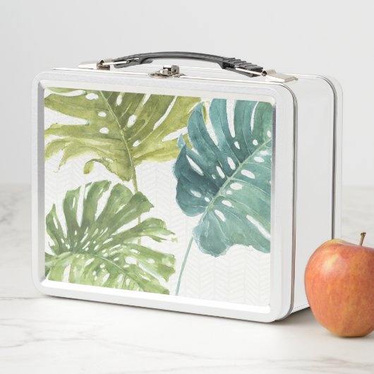 Mischtropische Palmen der GRÜNTÖNE-| Metall Brotdose (Beispiel)