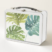 Mischtropische Palmen der GRÜNTÖNE-| Metall Brotdose (Vorderseite)