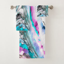 Mischung aus Gradienten und Drizzlen, Zyan und Ros Badhandtuch Set