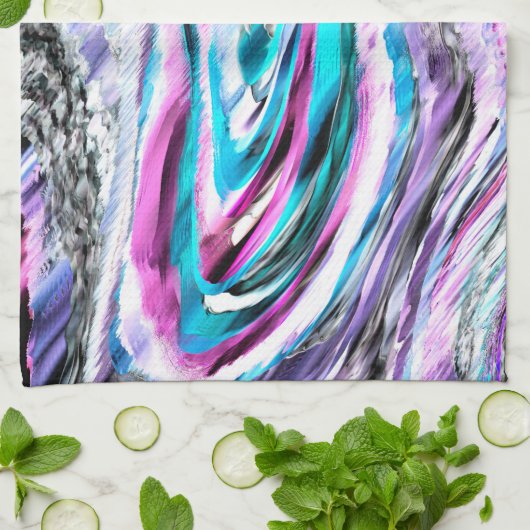 Mischung aus Gradienten und Drizzlen, Zyan und Ros Geschirrtuch (Gefaltet)