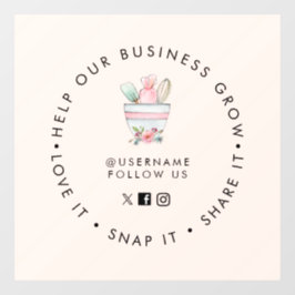 Mischung Schüssel Bäckerei Pale Pink Social Media Fensteraufkleber