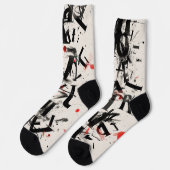 Mischung von Buchstaben in schwarz und rot Socken (Linkes Detail)