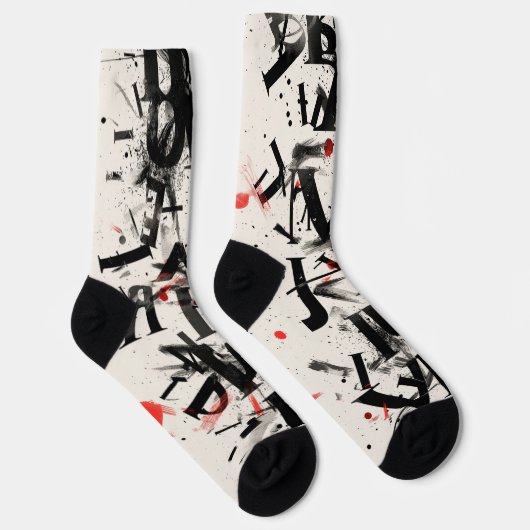 Mischung von Buchstaben in schwarz und rot Socken (Rechts)