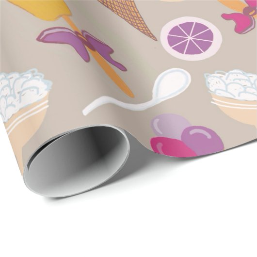 Mischung von Eiscrememuster Geschenkpapier (Rolleneckpunkt)
