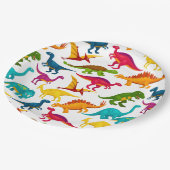 Mischung von farbenfrohen Dinosauriern in schwarze Pappteller (Schrägansicht)