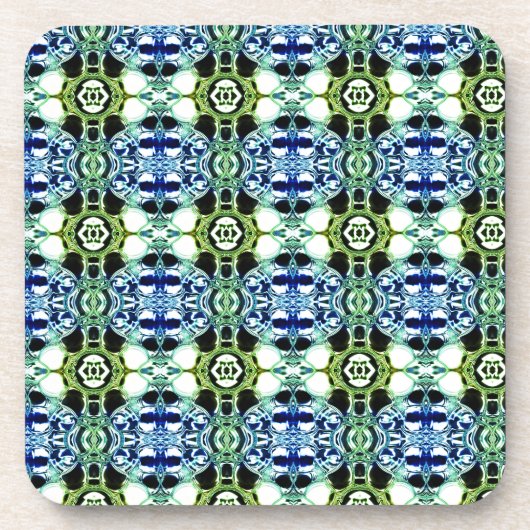 Mischung von Formen in blau und grün klar, metalli Getränkeuntersetzer (Vorderseite)