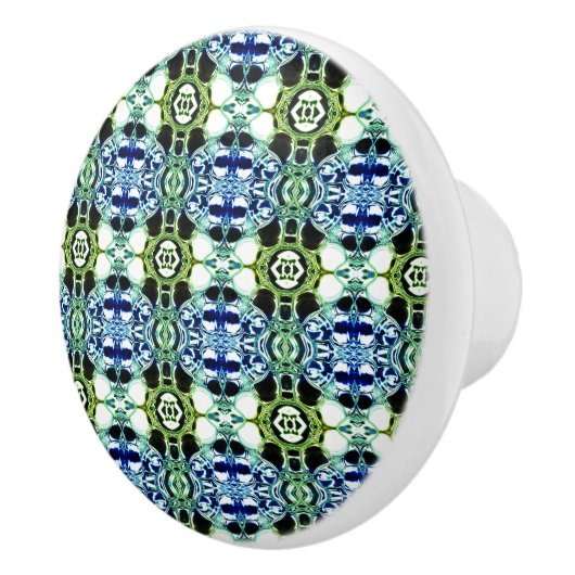 Mischung von Formen in blau und grün klar, metalli Keramikknauf (Rechts)