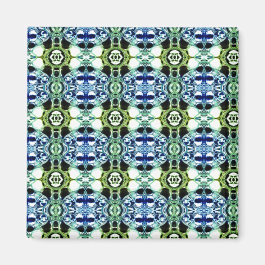 Mischung von Formen in blau und grün klar, metalli Magnet (Vorne)