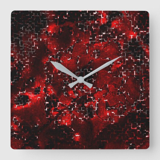 Mischung von roten Blütenblättern und roten Blüten Quadratische Wanduhr (Vorderseite)