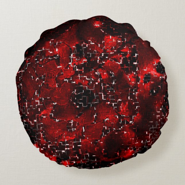 Mischung von roten Blütenblättern und roten Blüten Rundes Kissen (Rückseite)