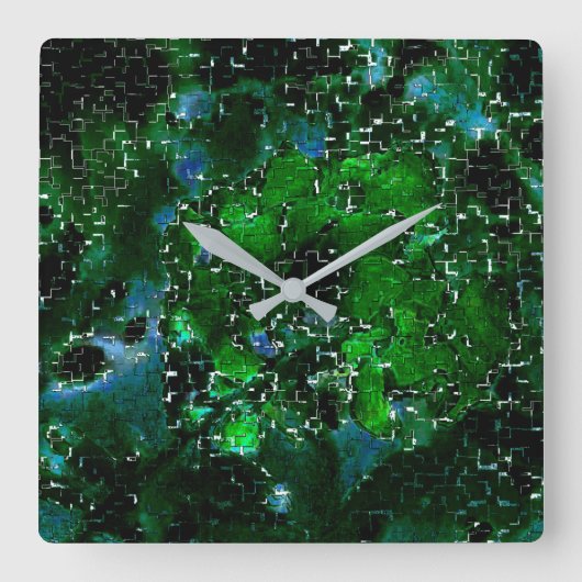 Mischung von schmuckartigen und rustikalen grünen  quadratische wanduhr (Vorderseite)