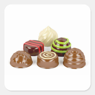 Mischung von Schokoladenküchen Quadratischer Aufkleber