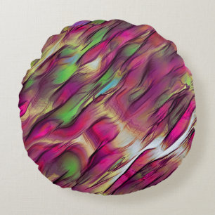 Mischung von undurchsichtigen, farbigen, grünen un rundes kissen