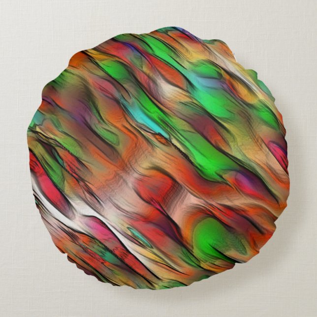 Mischung von undurchsichtigen und farbigen Flecken Rundes Kissen (Rückseite)