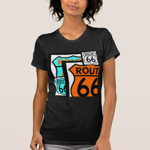 Mischungs-Schild-Schwarzes des Weg-66 T-Shirt