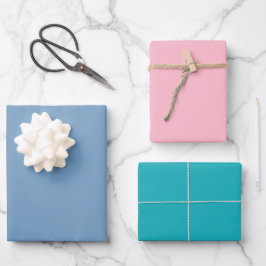 Mischverpackungsfolie Rosa - Blau - Aqua Geschenkpapier Set