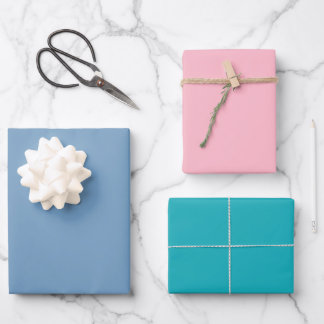 Mischverpackungsfolie Rosa - Blau - Aqua Geschenkpapier Set