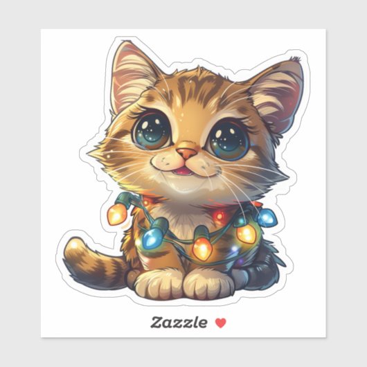 Mischvous Abessinienkatze in Weihnachten zerrissen Aufkleber (Blatt)