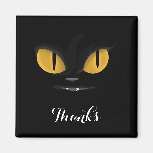 Mischvous Black Cat mit Fangs Danke Magnet (Vorne)