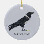 Mischvous Crow und Ring Keramik Ornament (Hinten)