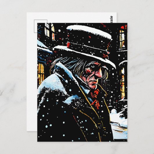 Miser Mister Ebenezer Scrooge Viktorianische Weihn Postkarte (Vorne/Hinten)
