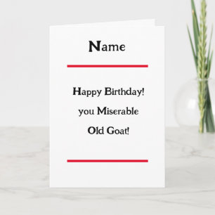 Miserable Goat Verse Happy Birthday Card Karte
