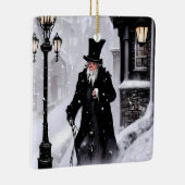 Miserly Ebenezer Scrooge Snowy Viktorianisch Stree Keramikornament (Rechts)
