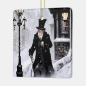 Miserly Ebenezer Scrooge Snowy Viktorianisch Stree Keramikornament (Links)