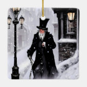 Miserly Ebenezer Scrooge Snowy Viktorianisch Stree Keramikornament (Rückseite)