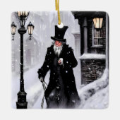 Miserly Ebenezer Scrooge Snowy Viktorianisch Stree Keramikornament (Vorderseite)