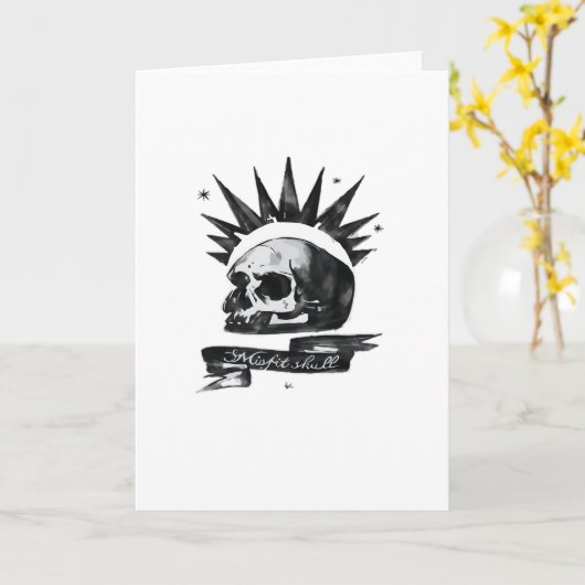 Misfit Skull Creative CharacteFolded Greeting Card Karte (Gelbe Blume)