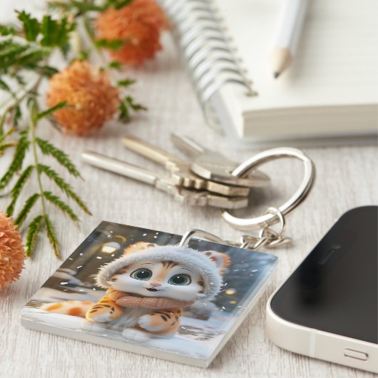 Misha - Ein flauschiger Leopard Schlüsselanhänger (Vorderseite rechts)