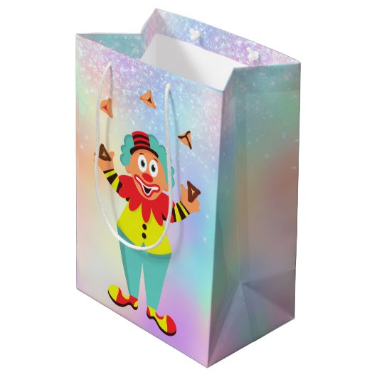 Mishloach Manot Clown Hamantash Purim Mittlere Geschenktüte (Rückseite Schrägansicht)