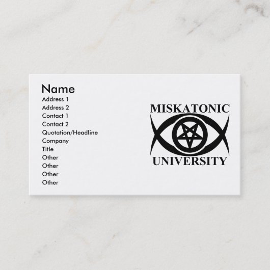 MISKATONIC UNIVERSITÄT VISITENKARTE (Vorderseite)