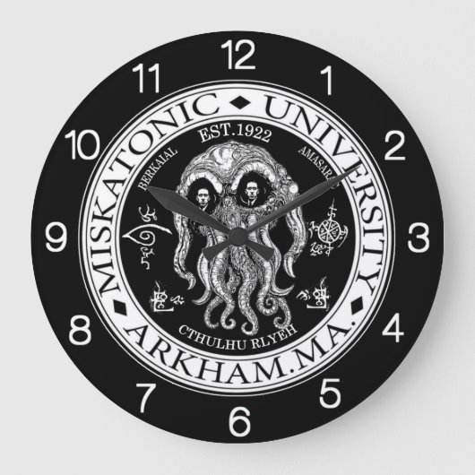 Miskatonic University CTHULHU HP LOVECRAFT CLOCK Große Wanduhr (Vorderseite)