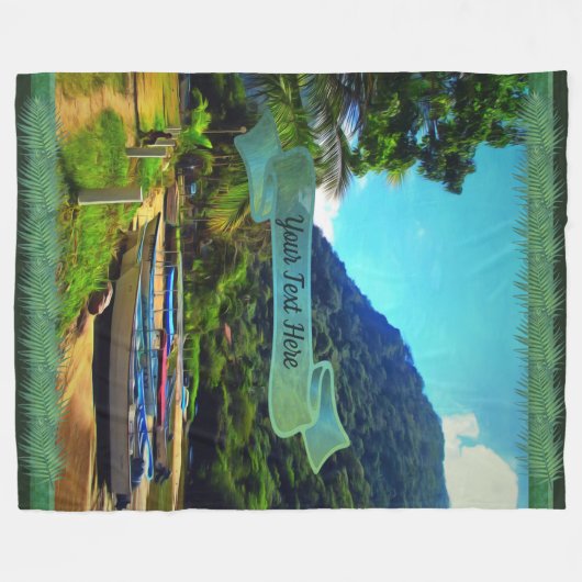 Mismaloya-Boote am Fluss 0350 Fleecedecke (Vorderseite (Horizontal))