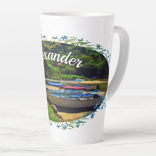 Mismaloya-Boote am Fluss 0350 Milchtasse (Rechte Ecke)